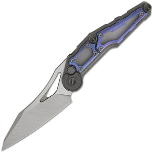 NOC Knives MT-32 Button Lock Gray & Purple Titanium Folding Bohler M390 Knife MT3208