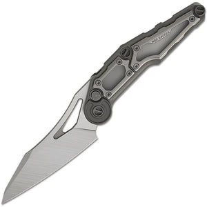 NOC Knives MT-32 Button Lock Gray Titanium Folding Bohler M390 Knife MT3209