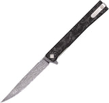 Ocaso Solstice Linerlock Black Dunes Carbon Fiber Folding Damasteel Pocket Knife A10IBD