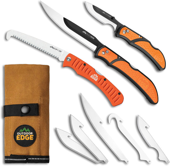 Outdoor Edge Razor Guide Pack GRN Folding Stainless Pocket Knife Combo Set RGP1