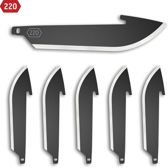 Outdoor Edge 220 Drop Point Blade 6pk Black 420J2 Replacement Blade Pack RR22K6C