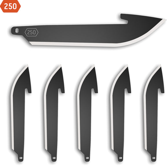 Outdoor Edge 250 Drop Point Blade 6pk Black Replacement Blade Pack RR25K6C