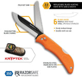 Outdoor Edge Razor-Pro S Lockback Orange TPR Folding 420J2 Pocket Knife SB356C