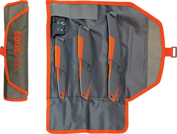 Outdoor Edge Vantex Hunting 3 Stainless Steel Fixed Blade Knives Set VNTX4C