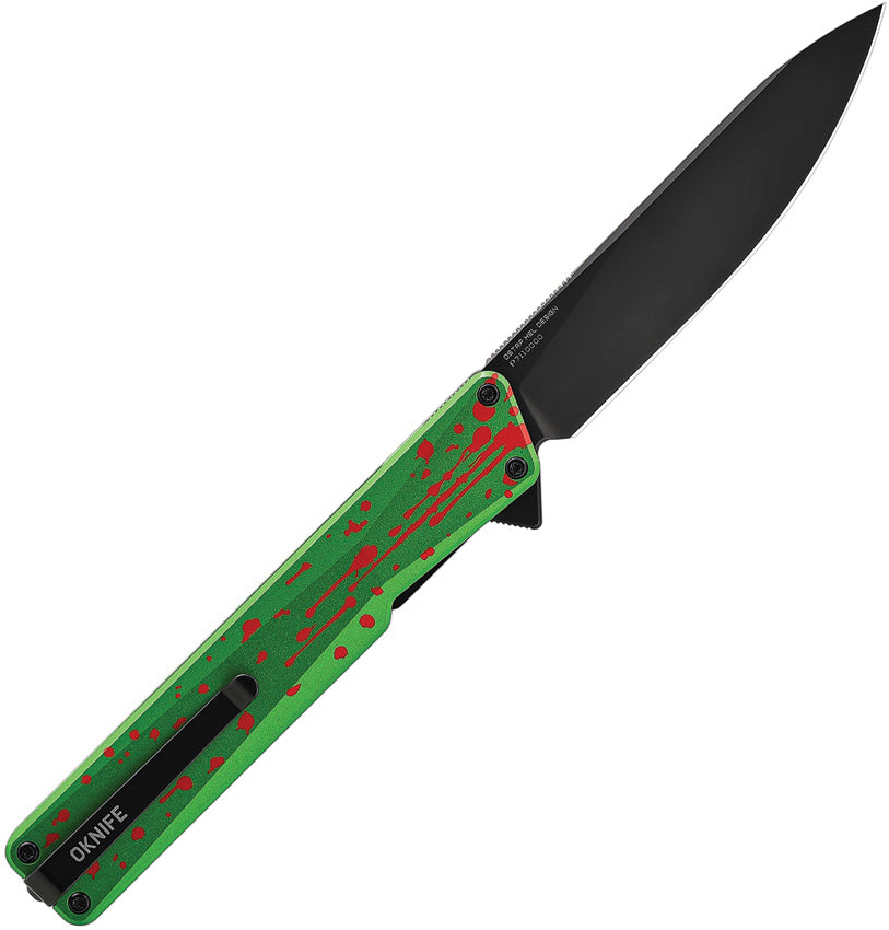 Oknife AION Linerlock Zombie Green Aluminum Folding Nitro-V Pocket