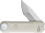 Oknife LK Button Lock Desert White Aluminum Folding Bohler M390 Pocket Knife NLKMAODW