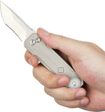 Oknife LK Button Lock Desert White Aluminum Folding Bohler M390 Pocket Knife NLKMAODW