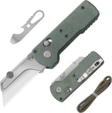 Oknife Otacle U1 Rail Lock Green Micarta Folding SK5 Carbon Steel Utility Knife U1GM
