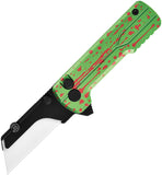 Oknife Otacle U1 Ultra Button Lock Zombie Green Aluminum Folding Utlity Knife NU1ULTRAZG