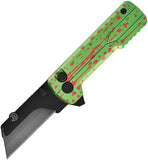 Oknife Otacle U1 Ultra Button Lock Zombie Green Aluminum Folding Utlity Knife NU1ULTRAZG