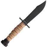Ontario Air Force One Survival Stacked Leather Carbon Steel Fixed Blade Knife 1499