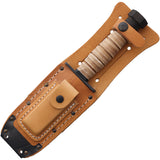 Ontario Air Force One Survival Stacked Leather Carbon Steel Fixed Blade Knife 1499