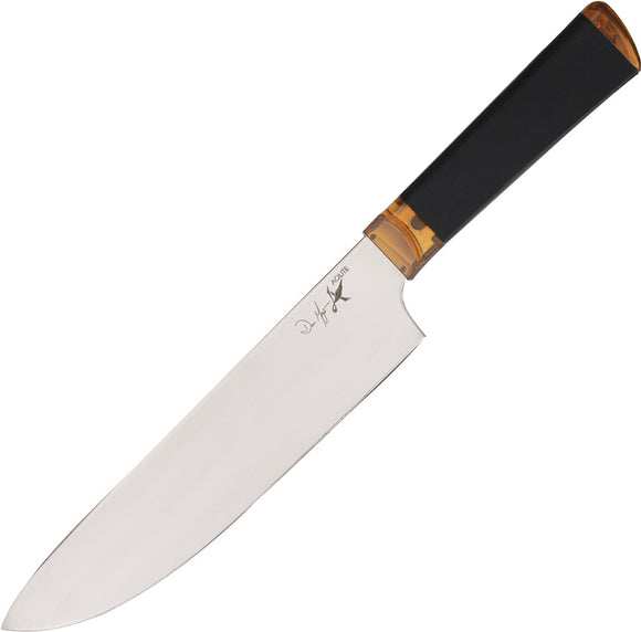 Ontario Agilite Chefs Black Handle Gold Trim Fixed Steel Kitchen Knife 2520