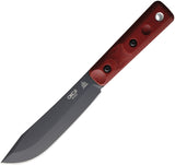 Ontario XL Hunter Red Micarta Black 1095HC Fixed Blade Knife w/ Sheath 7026B