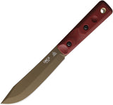 Ontario XL Hunter Red Micarta Bronze 1095HC Fixed Blade Knife w/ Sheath 7026