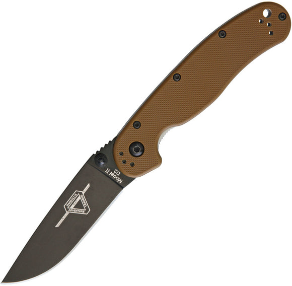 Ontario RAT II Linerlock Coyote Brown Handle D2 Tool Steel Folding Knife 8830CB