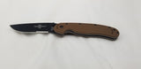 Ontario RAT 1 Coyote Brown Black Folding Pocket Knife Serrated AUS-8 - 8847cb