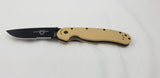 Ontario RAT 1 Desert Tan Black Folding Pocket Knife Serrated EDC AUS-8 - 8847dt