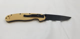 Ontario RAT 1 Desert Tan Black Folding Pocket Knife Serrated EDC AUS-8 - 8847dt