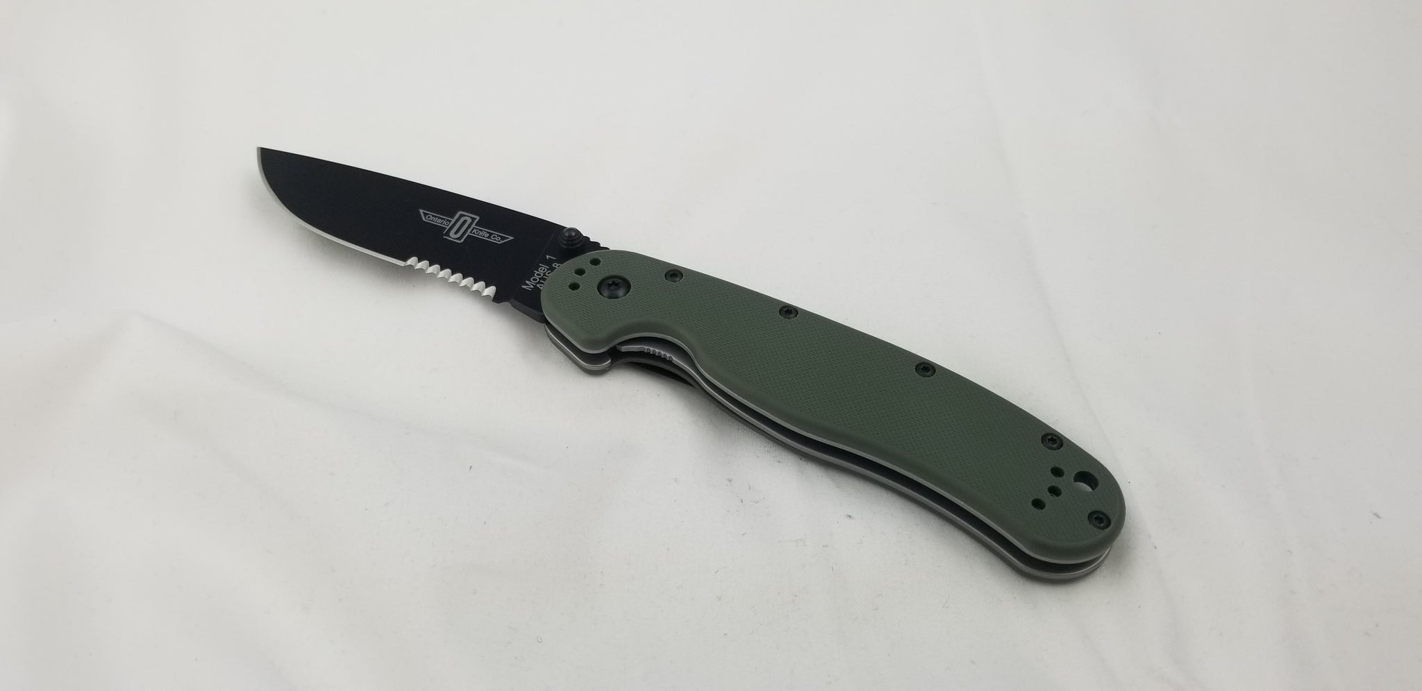 Ontario RAT 1 OD Green Black Folding Pocket Knife Serrated EDC AUS