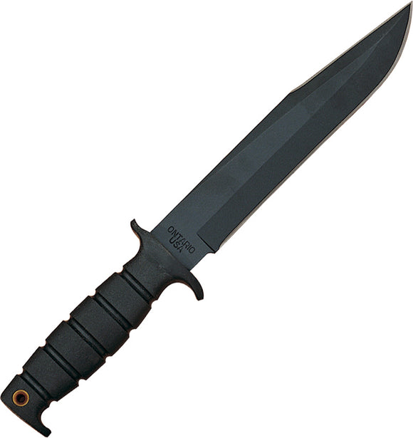 Ontario Fighting Fixed 1095 Carbon Steel Black Handle Knife w/ Belt Sheath SP6