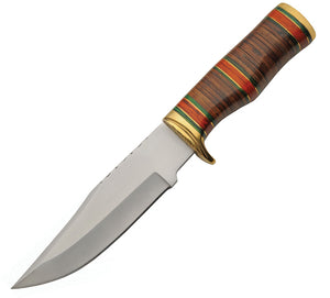 Rite Edge Winter Cabin Hunter Stacked Leather Stainless Fixed Blade Knife 203469