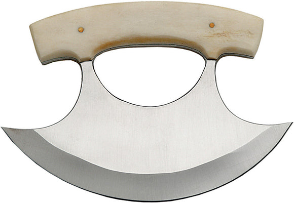 Rite Edge Ulu White Smooth Stainless Steel Fixed Blade Knife 8011BO