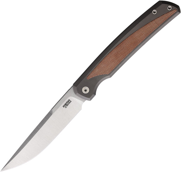 Pena Knives Sicario Gray Titanium & Brown Micarta Folding CPM-M4 Pocket Knife E47