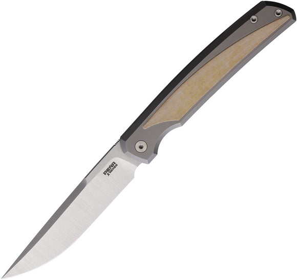 Pena Knives Sicario Gray Titanium & White Micarta Folding CPM-M4 Pocket Knife E48