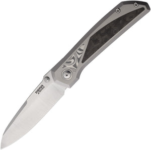 Pena Knives Mula Framelock Titanium & Carbon Fiber & Damasteel Folding M390 Sheepsfoot Knife E67