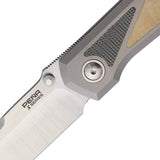 Pena Knives Mula Framelock Titanium & White & Black Micarta Folding M390 Drop Pt Knife E69