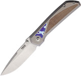 Pena Knives Mula Framelock Titanium & Brown Micarta & Mokuti Folding M390 Drop Pt Knife E71