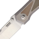 Pena Knives Mula Framelock Titanium & Brown & Green Micarta Folding M390 Drop Pt Knife E73