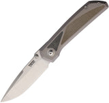 Pena Knives Mula Framelock Titanium & Black & Green Micarta Folding M390 Drop Pt Knife E74