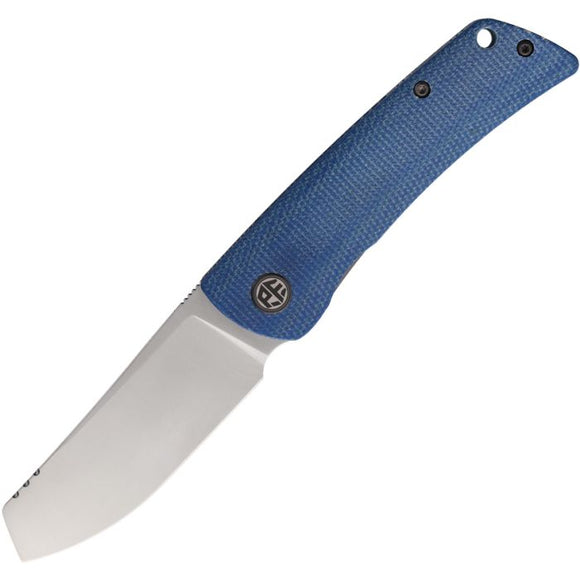 Petrified Fish Flavorist Linerlock Blue Micarta Folding K110 Cleaver Pocket Knife 05BMP