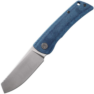 Petrified Fish Flavorist Linerlock Blue Micarta Folding K110 Cleaver Pocket Knife 05BRMP