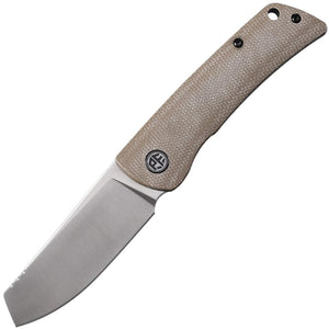 Petrified Fish Flavorist Linerlock Khaki Micarta Folding K110 Cleaver Pocket Knife 05DMP