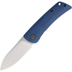 Petrified Fish Flavorist Linerlock Blue Micarta Folding K110 Spear Pt Pocket Knife 05SBMS
