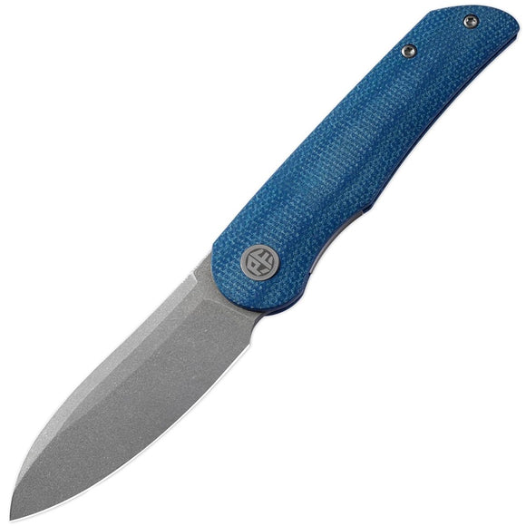 Petrified Fish El Camino Linerlock Blue Micarta Folding Bohler N690 Pocket Knife E16BMGAW