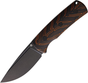 Petrified Fish Beluga Black & Orange G10 Bohler N690 Fixed Blade Knife w/ Sheath P01FODMDW