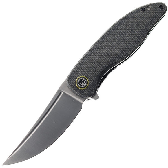 Petrified Fish Simum Linerlock Black Micarta Folding K110 Pocket Knife 06DMS