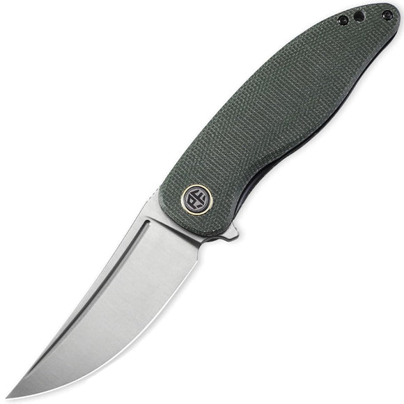 Petrified Fish Simum Linerlock Green Micarta Folding K110 Pocket Knife 06GRMS