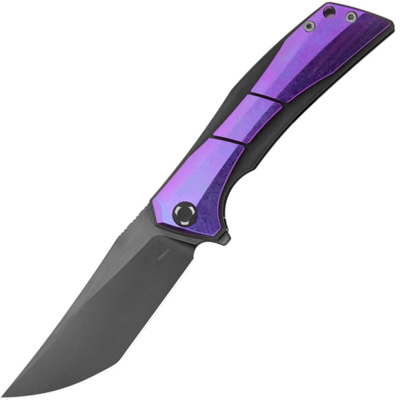 Poikilo Blade Anolis Framelock Purple & Black Titanium Folding Bohler M398 Knife NOLIS2