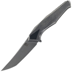 Poikilo Blade Rhino Framelock Dark Stonewash Titanium Folding Bohler M398 Knife RHINO1