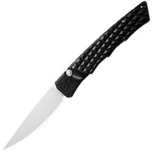 Piranha Knives Automatic Crossfire Knife Button Lock Black Aluminum 154CM Blade CP23BK