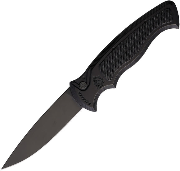 Piranha Knives Automatic Velocity Knife Button Lock Black Aluminum 154CM Drop Pt Blade CP26BKT