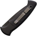 Piranha Knives Automatic Velocity Knife Button Lock Black Aluminum 154CM Drop Pt Blade CP26BKT