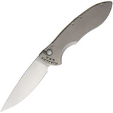 Piranha Knives Automatic Fusion Knife Button Lock Gray Titanium Satin CPM-MagnaCut Blade P27TS