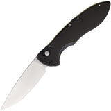 Piranha Knives Automatic Fusion Knife Button Lock Black Aluminum Satin CPM-MagnaCut Blade P28BK