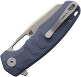 Petrified Fish Trilobite Button Lock Blue G10 Folding 14C28N Sandvik Pocket Knife FE17BW